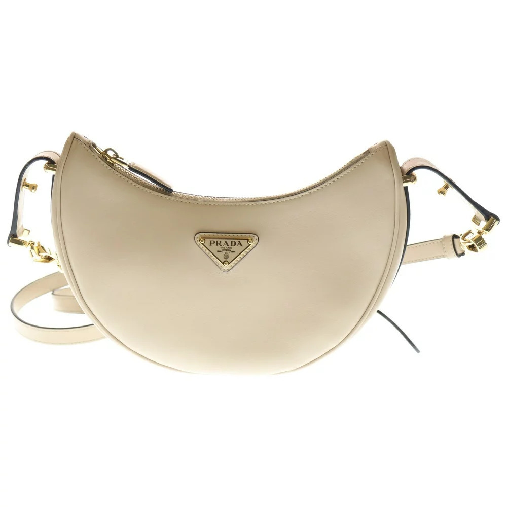 PRADA Arche Shoulder Bag Beige Leather